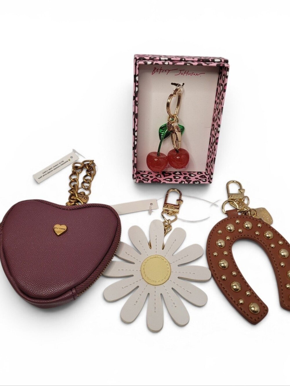 👉✨️Betsey Johnson Bundle Of 4  Gold Cherry Keychain Or Bag Charms
